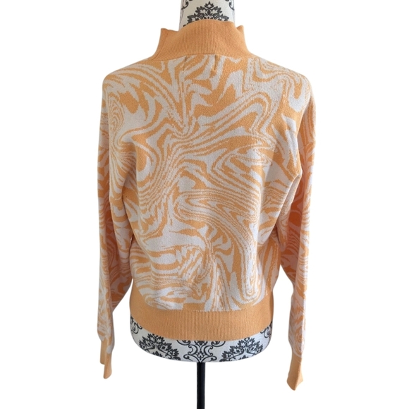 Pieces Mila Long-Sleeve Highneck Knit Sweater Flax Orange White Women's Medium - Picture 4 of 12